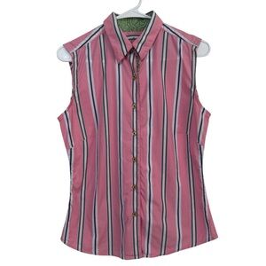 Robert Graham Pink Striped Sleeveless Button Down Shirt Size 6